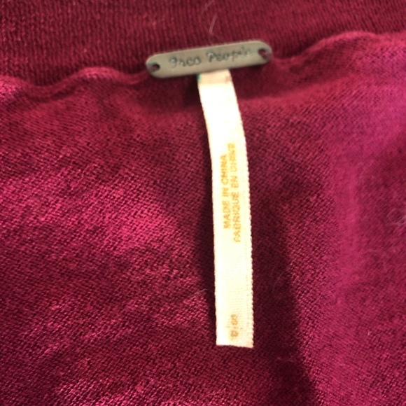 Free People Maroon Bishop Sleeve Cardigan Sweater - Picture 7 of 13